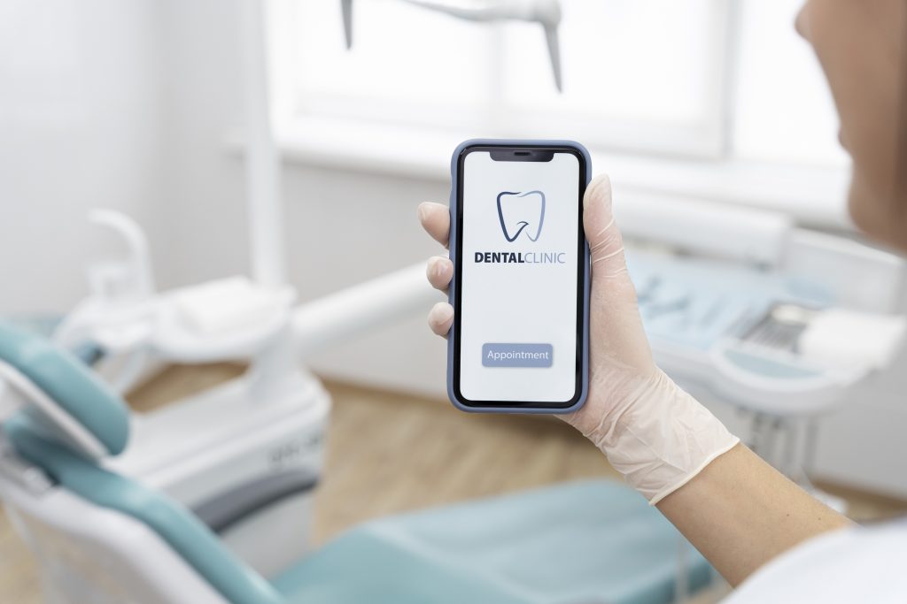 close up smartphone with dental app