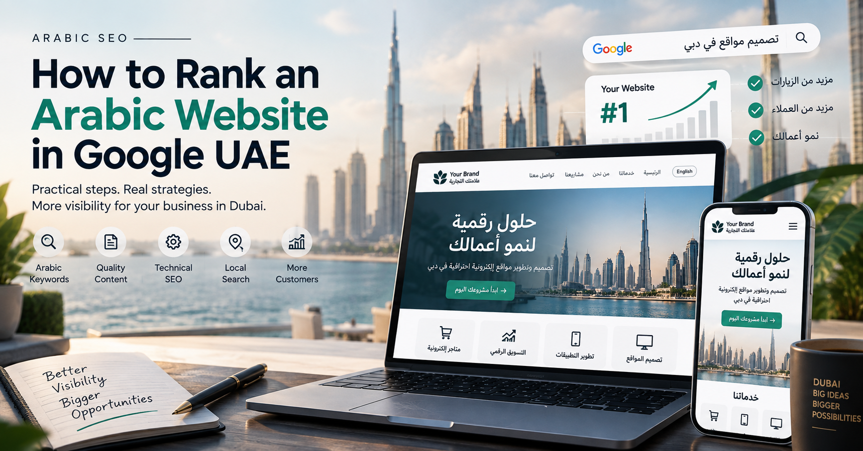 Arabic SEO website design in Dubai for ranking an Arabic website in Google UAE