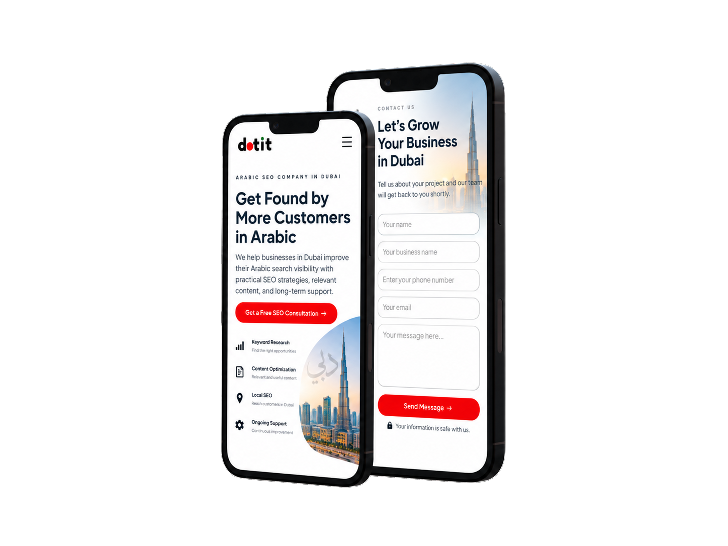 Arabic SEO services in Dubai website displayed on mobile devices